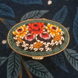Floral Italian Micro Mosaic Pillbox
